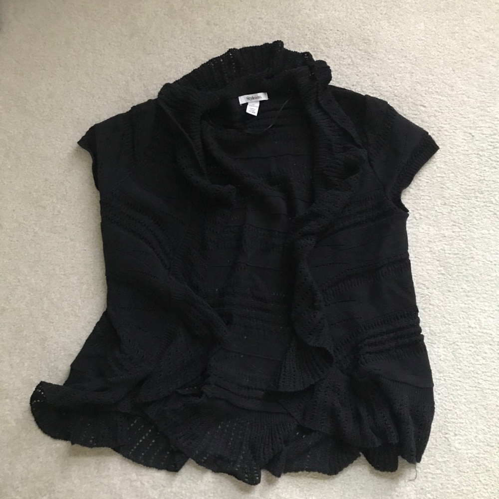 Style & Co short sleeve crochet open cardigan